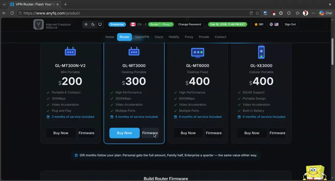 Find your router model and click Firmware.