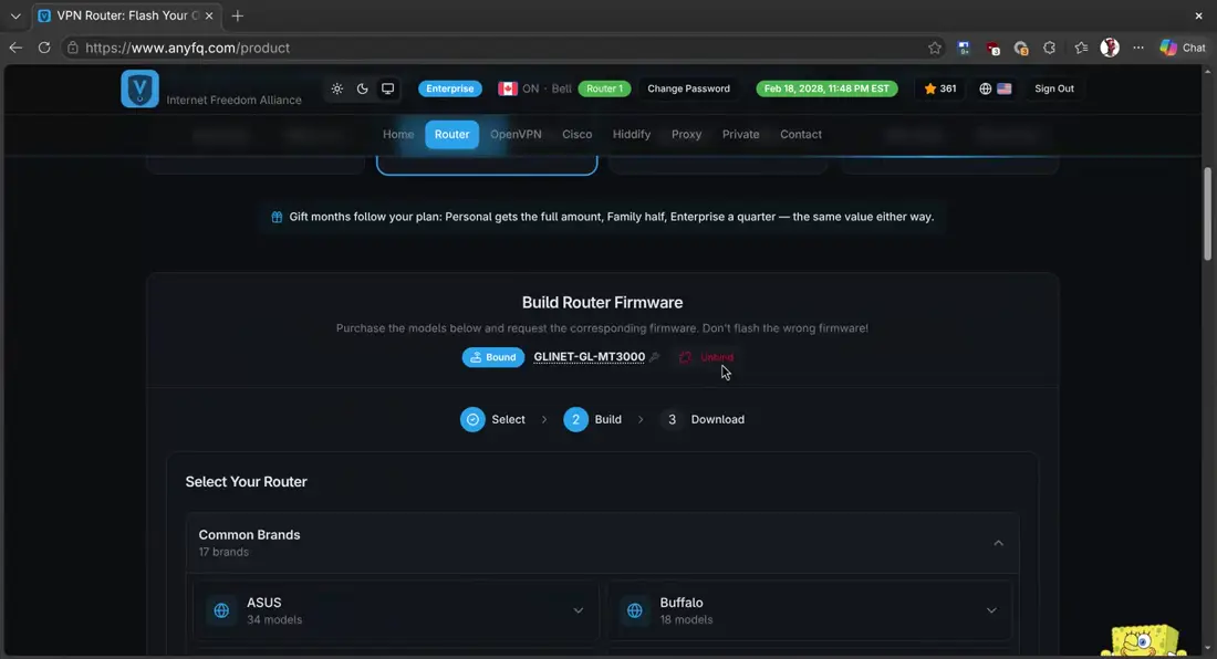 Replacing an old router? Click Unbind on the Router page first, and the new router will connect automatically.