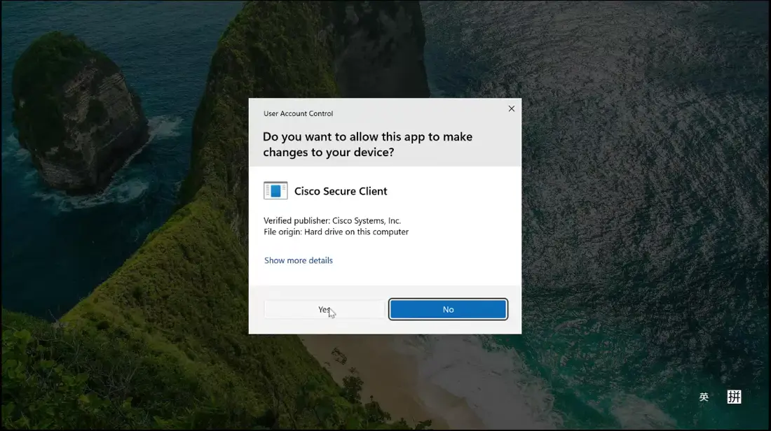 Click Yes when Windows asks for permission.