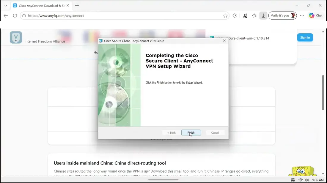 Wait for the installation to finish, then click Finish.
